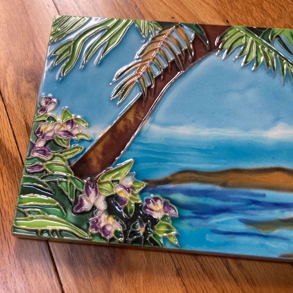 PING Artist Nautical Tropical Floral Ceramic Tile Art, Textured - Picture 5 of 9